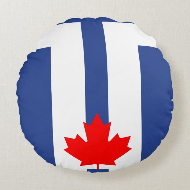 Round Throw Pillow with flag of Toronto, Canada Rond Kussen (Voorkant)