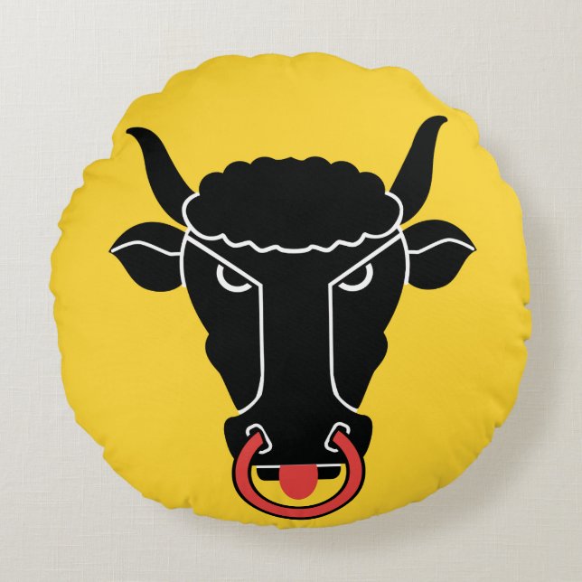 Round Throw Pillow with flag of Uri, Switzerland Rond Kussen (Voorkant)