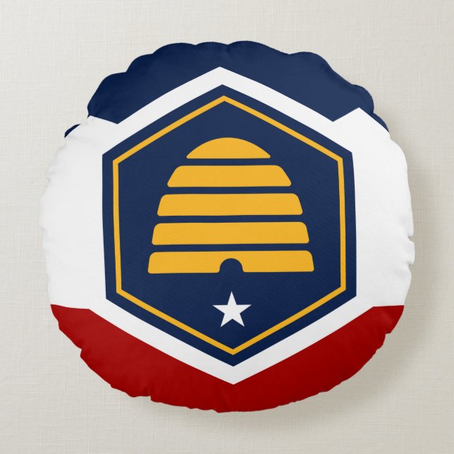 Round Throw Pillow with new flag of Utah, USA Rond Kussen (Voorkant)