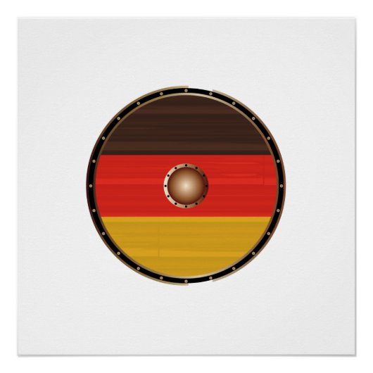 Round Viking Shield met Duitse vlag Perfect Poster (Voorkant)