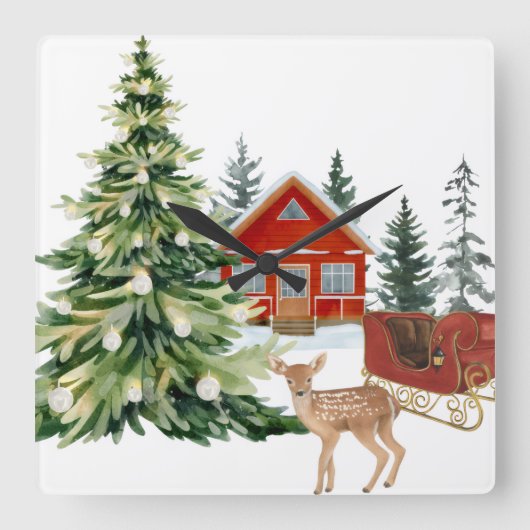 Round Wall Clock Vierkante Klok (Voorkant)