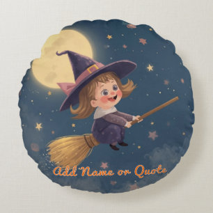 Round Witch Halloween Pillow -  tekst Rond Kussen