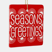 Rounded Square Red Seasons Greetings Ornament (Rechts)