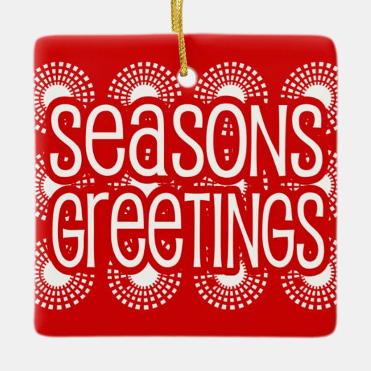 Rounded Square Red Seasons Greetings Ornament (Voorkant)