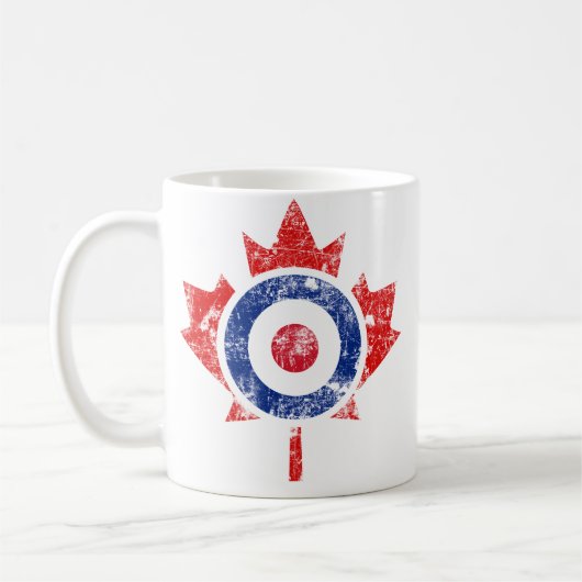 Roundel Canada Curling Hockey Target Grunge Ice Koffiemok (Links)