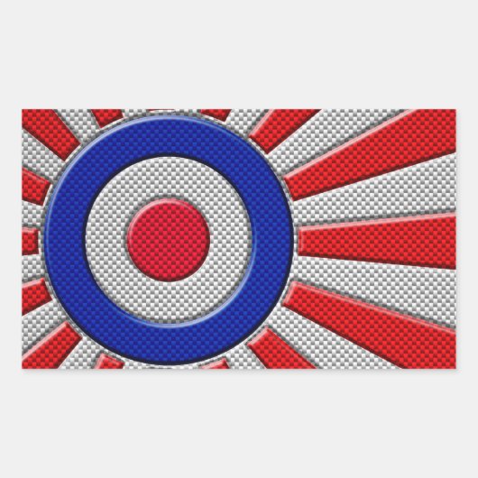 Roundel Sunburst Design Carbon Style Decor Rechthoekige Sticker (Voorkant)