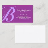 Roundhand Vet Monogram Paarse Visitekaartje (Voorkant / Achterkant)