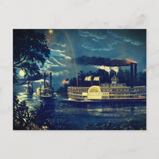 "Rounding a Bend" op de Mississippi: Briefkaart (Voorkant)