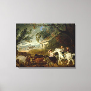 Rounding voor het Storm, 1805 (olie op het paneel) Canvas Afdruk