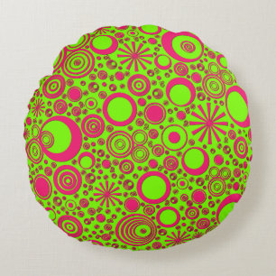 Rounds-roze-groene ronde Sierkussen Rond Kussen