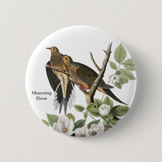 Rourning Dove van John James Audubon, Birdwatcher Ronde Button 5,7 Cm (Voorkant)