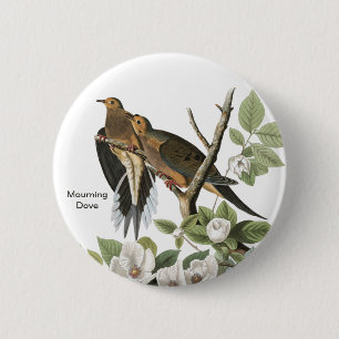 Rourning Dove van John James Audubon, Birdwatcher Ronde Button 5,7 Cm