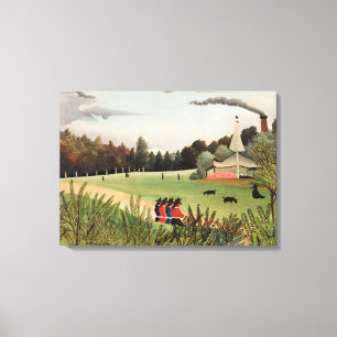 Rousseau - Landschap en vier jonge meisjes Canvas Afdruk