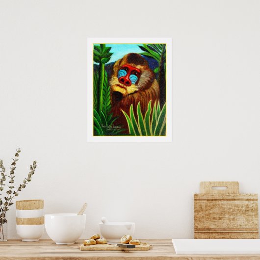 Rousseau - Mandril in het Oerwoud (Aanpassing) Poster (Keuken)