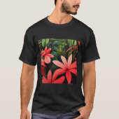 Rousseau Oerwoud Flowers Basic Dark T-Shirt (Voorkant)