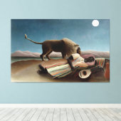 Rousseau Sleeping Gypsy Lion Painting Canvas Afdruk (Insitu (Houten vloer))