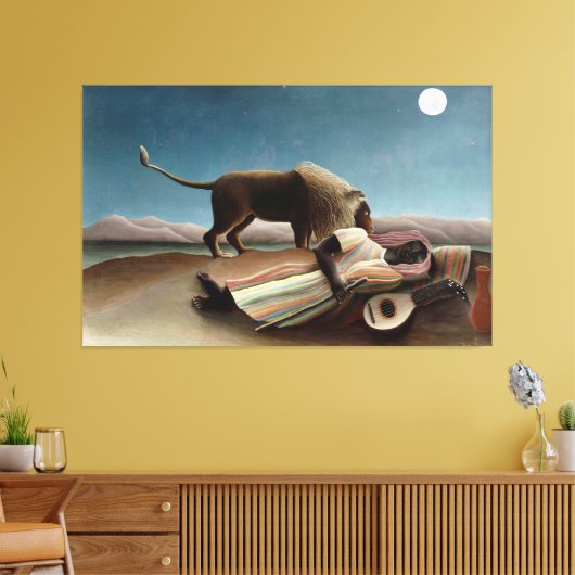 Rousseau Sleeping Gypsy Lion Painting Canvas Afdruk (Insitu (Woonkamer))