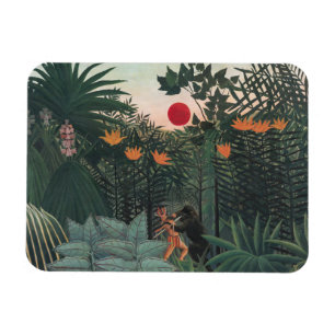Rousseau - Tropisch landschap, Indiaan en gorilla Magneet