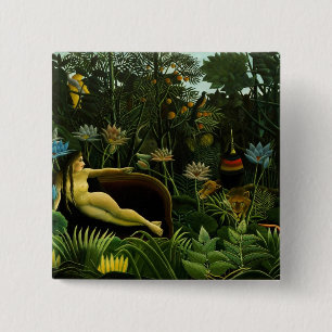 Rousseau's knop "De droom" Vierkante Button 5,1 Cm
