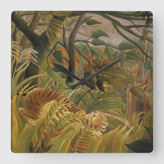 Rousseau's tijgerwandklok vierkante klok (Voorkant)