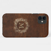 Roustig Gouden Monogram Hout Case-Mate iPhone Case (Achterkant (horizontaal))