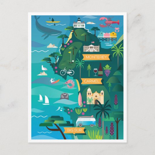 Route 1 Californisch Briefkaart (Voorkant)