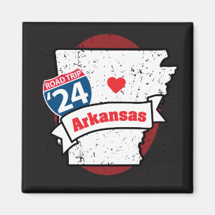 Route '24 Arkansas - aimant carré (rouge/noir)