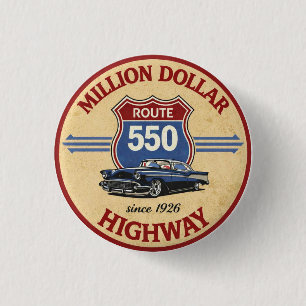 Route 550 Million Dollar Highway klassieke cadeaua Ronde Button 3,2 Cm