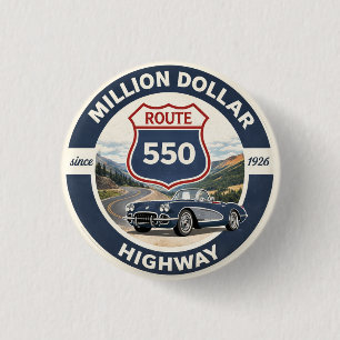 Route 550 Million Dollar Highway klassieke cadeaua Ronde Button 3,2 Cm