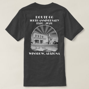 Route 66-100 Jaar Monochroom Winslow Arizona Achte T-shirt