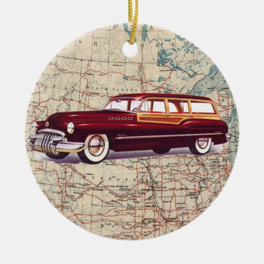 Route 66 Auto - SRF Keramisch Ornament (Voorkant)