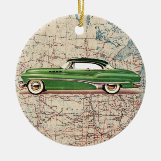Route 66  Auto - SRF Keramisch Ornament (Voorkant)