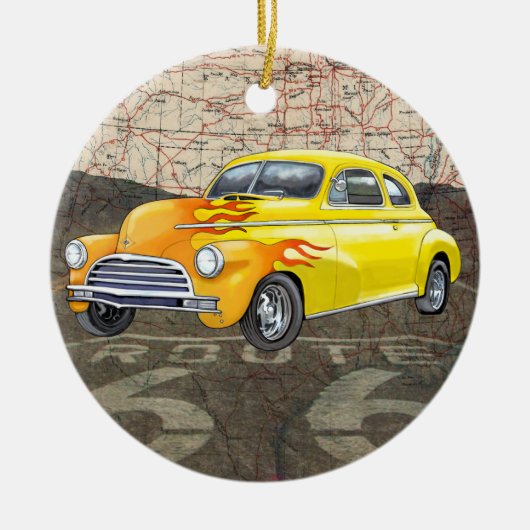 Route 66  Auto - SRF Keramisch Ornament (Voorkant)
