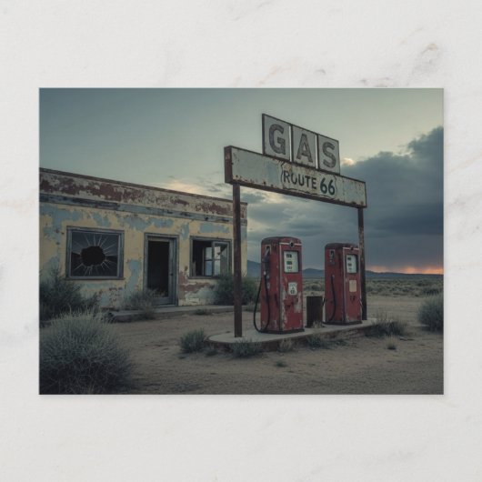 Route 66-benzinepomp briefkaart (Voorkant)