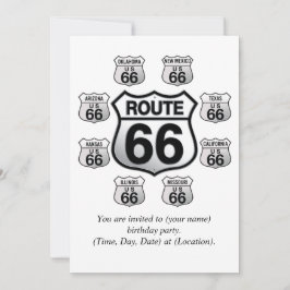 Route 66 Birthday-uitnodiging. Kaart