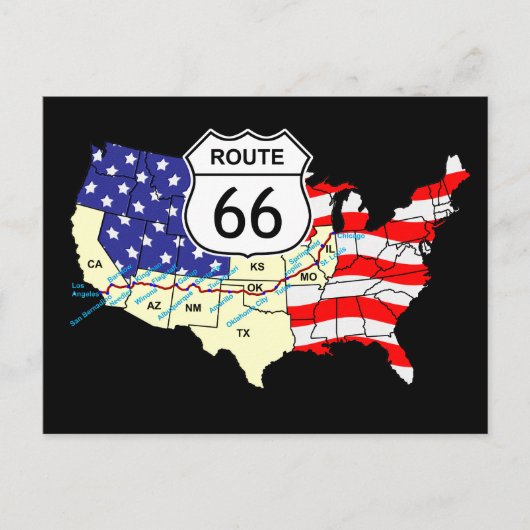 Route 66 briefkaart (Voorkant)