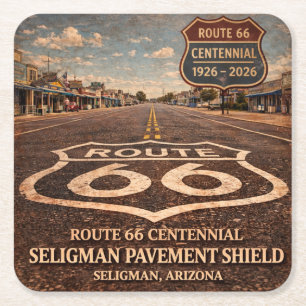 Route 66 Centennial Seligman Verhardings Erfgoed Vierkante Kartonnen Onderzetter