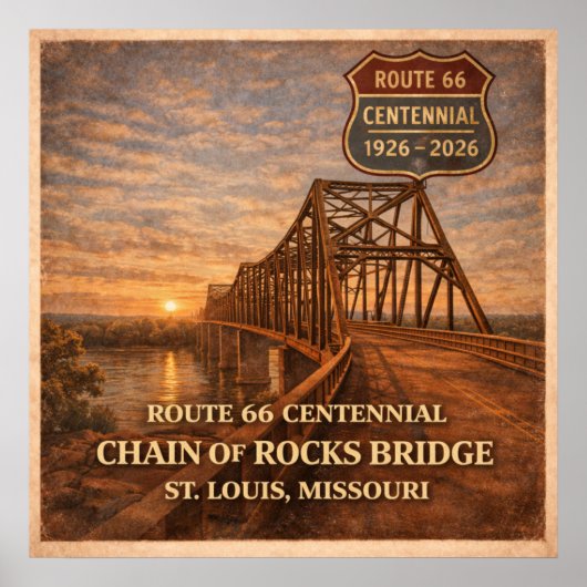 Route 66 Chain of Rocks Brug Poster (Voorkant)