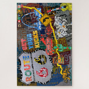 Route 66 Collage License Bord Art Legpuzzel