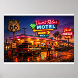 Route 66 Desert Palms Motel Gloeit Poster