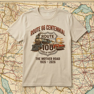Route 66 Eeuwfeest 100 Jaar Vrijheid Retro T-shirt