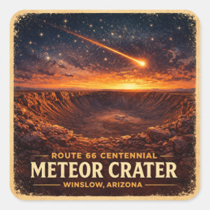 Route 66 Eeuwfeest Meteor Krater Landschap Vierkante Sticker