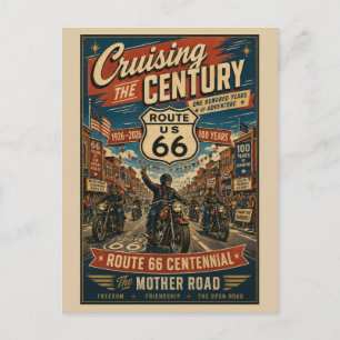Route 66 Eeuwfeest Motorfiets Main Street Parade Briefkaart