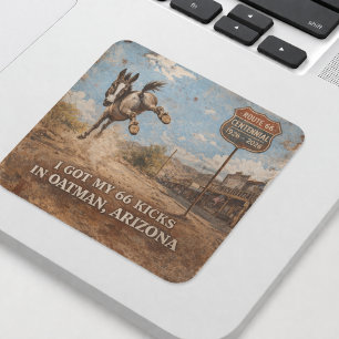 Route 66 Eeuwfeest Oatman Ezel Ontwerp Vierkante Sticker