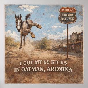 Route 66 Eeuwfeest Oatman Ezel Reis Kunst Poster