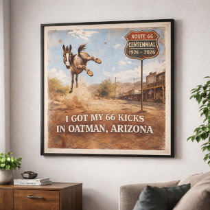 Route 66 Eeuwfeest Oatman Ezel Reis Kunst Poster