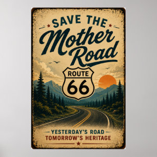 Route 66 erfgoed wegdecoratie kunst poster