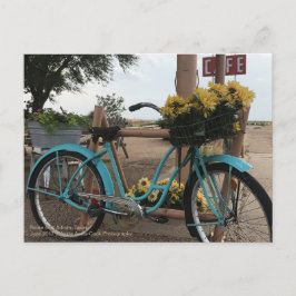 Route 66 | Fiets & Zonnebloemen | Adrian, Texas Briefkaart