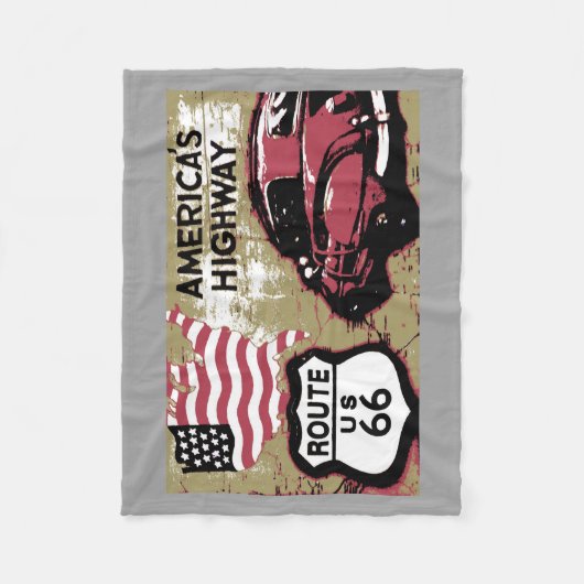  Route 66 Fleece Deken (Voorkant)