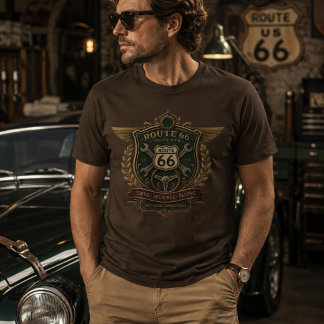 Route 66 Garage Club Vintage Crest Embleem T-shirt
